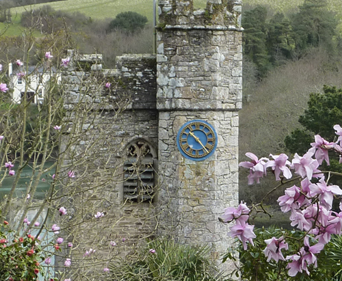 St Just-in-Roseland Church below Tantallon